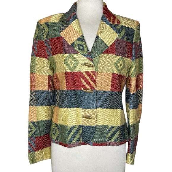 Don Caster Jackets & Blazers - Vintage Don Caster Multicolor Patchwork Women's Jacket Sz 6